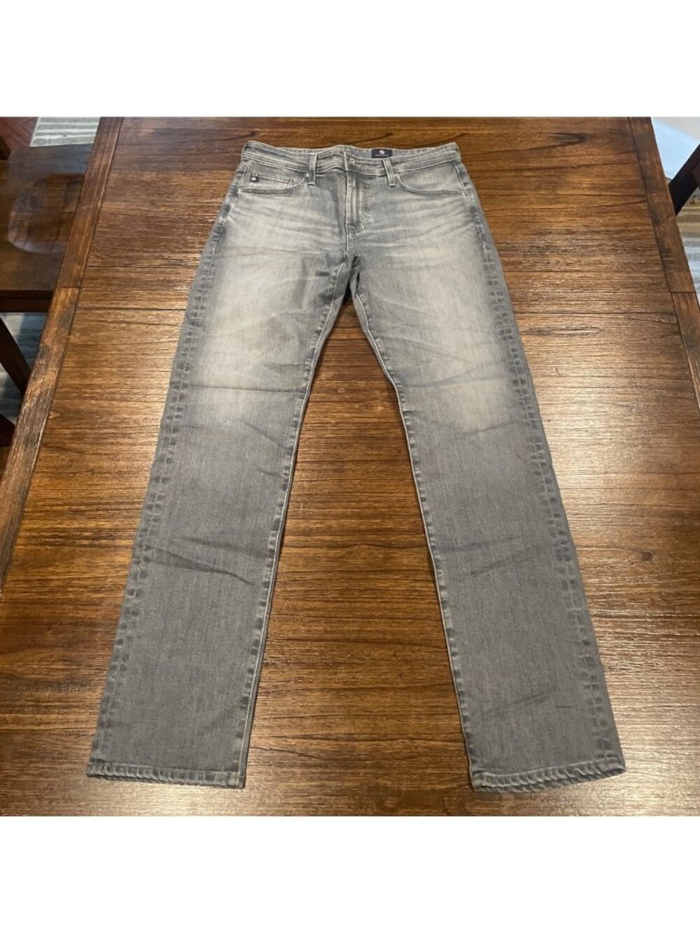 AG Graduate Tailored Jean Mens 32x33 Gray Faded Distressed Stretch ASD Casual